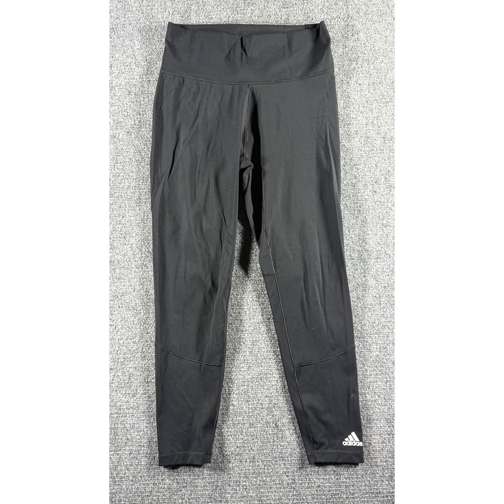 Adidas Womens High Waisted Athletic Leggings‎ Black Performance Tights Logo 23in